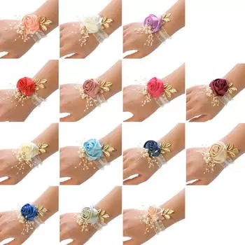 Шикарный свадебный выпускной вечер подружки невесты цветочный корсаж на запястье с жемчужными акцентами светло-фиолетовый