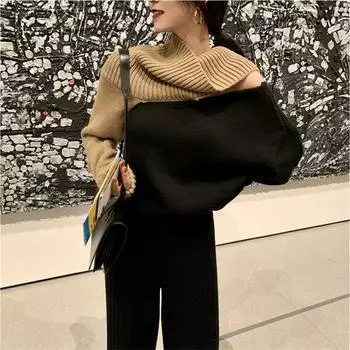 Шикарный укороченный свитер в стиле ретро с леопардовым принтом, элегантный повседневный вязаный свитер, универсальные пуловеры на осень и зиму One Size чёрный