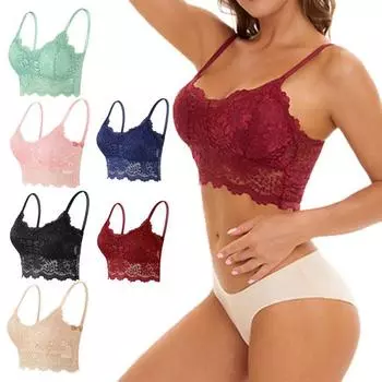 Шикарный женский бюстгальтер, сексуальное нижнее белье с подкладкой, беспроводные ремни, женский бюстгальтер без косточек с цветочным узором M чёрный