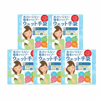 Shikoku Paper Sales Co., Ltd.. перчатки для мытья шампунем без воды и пены, набор из 2 шт., 5 шт., фруктово-цветочные, белые