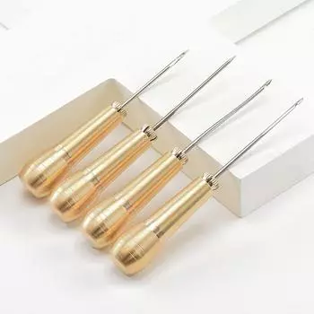 Шило для шитья кожи своими руками, набор игл с медной ручкой, инструмент для кожаной парусиновой обуви золотой