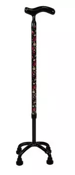 Shima Seisakusho All Carbon Quad Cane Cane Floral Pattern Navy [Tax-free] Four-Point