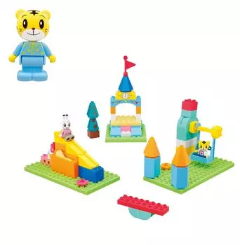 Shimajiro Action Block Series Slide and Swing Koen Block Set Comes with Shimajiro Block [BANDAI] (Bonus Doll)