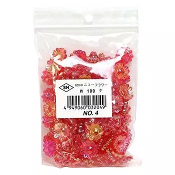 Shimamura New Flower Beads 100 Pieces Deluxe DX 12mm Red ASH-NYFL12DX-4