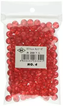 Shimamura round beads 200 pieces ST8mm red clear ASH-ST8M-4