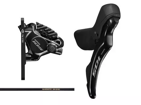 SHIMANO DIRECT с резиновой накладкой, тормозной шланг 1000 мм, трос 2200 мм, J-kit ST-R7120 (правильно) BR-R7170 (фронт) (SM-BH90)/Сдвиг чёрный
