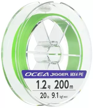 SHIMANO Леска PE Osea Jigger MX4 200м Нет. 1.2 Леска PL-O64P цвета лайм-зеленый