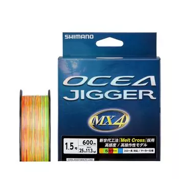 SHIMANO PE Line Ocean Jigger MX4 PE 600 м многоцветный PL-O94P 1,5 (25 фунтов)