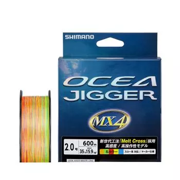 SHIMANO Плетеный шнур PE Line Ocean Jigger MX4 PE 600м 2 Мультицветный PL-O94P №. (35 фунтов)