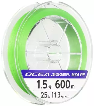 SHIMANO PE Line Osea Jigger MX4 600m Lime Green Fishing Line No. 1.5 PL-O94P