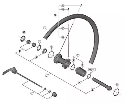 SHIMANO Ремонтные детали ступицы оси узла расстояние Y0D298030 (шар 130мм) WH-RS700-C30-TL-R