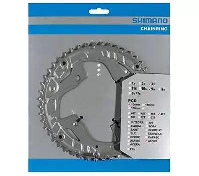 SHIMANO Repair Parts Chainring with Teeth 48T Y1PM98140 Spike/Hook (for 48-36-26T) (Silver) FC-T4060