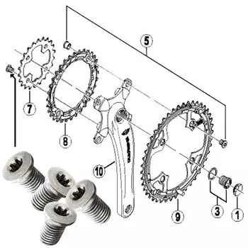 SHIMANO Repair Parts Inner Gear Fixing Bolts x Y1FM98030 (M8 8.5/4 pieces) FC-M591-S FC-M591-L FC-M590-S FC-M590-L FC-M543-SK etc.