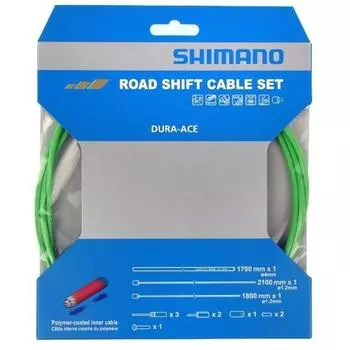 SHIMANO Y63Z98990 [OT SP41 ROAD Комплект тросов переключения передач с полимерным покрытием, зеленый]