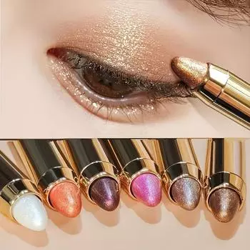Shimmer Eyeshadow Stick Easy Glitter Highlighter Eyeshadow Pencil Brightening Makeup Pink Silkworm Champagne Gold Eyeliner 01