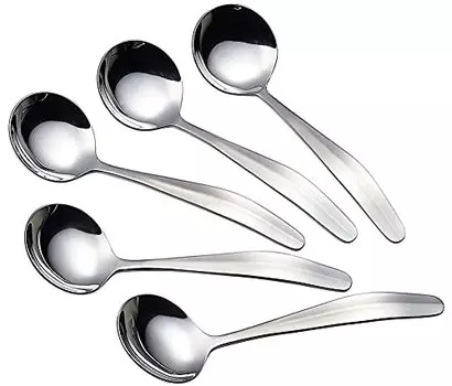 Shimomura 14150 Spoon Bouillon, Set of 5, Made in Japan, Stainless Steel Soup, Porridge, Cupping, 14150