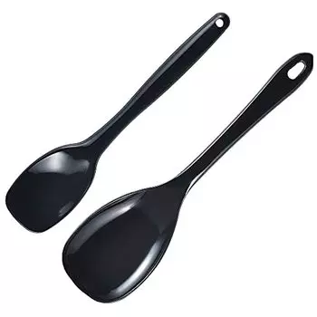 Shimomura 41746 Silicone Cooking Spoons, Large and Small, Set of 2, Made in Japan, Dishwasher Safe, Heat Resistant, Can Mix, Ease and Scoop with 1 Bot