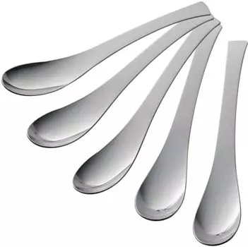 Shimomura Kihan 42362 TSUBAME Smart Tsubamesanjo Spoon, Curry Bowl, Slim, Stainless Steel, Set of 5, Made in Japan