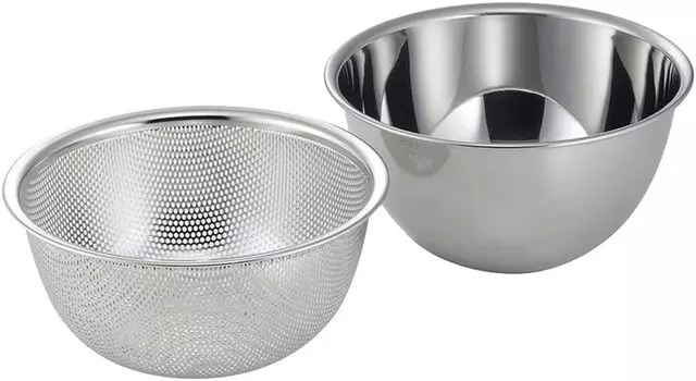 Shimomura Kikaku Глубокий дуршлаг с чашей 21 см с перфорацией Легкое перемешивание Сушилка для овощей Подготовка Нержавеющая сталь 43204 [Koshi Takumi] серебряный