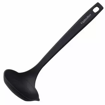 Shimomura Kogyo Antibacterial Made in Japan Verdun Black Nylon Scale Ladle Large Dishwasher Safe Made in Niigata VB-206 Tsubame-Sanjo