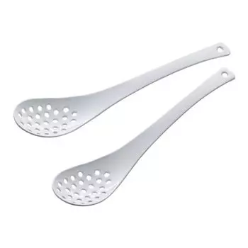 Shimomura Kusai 43069 Ложка для астрагала, с отверстием, набор из 2 шт., эмалированная обработка, сделано в Японии, общая длина 7,1 дюйма (18 см), Нарезать и вычерпать сок, Раме