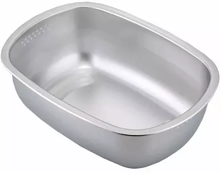 Shimomura Planning 43698 Seamless Wash Tub, Made in Japan, Stain Resistant, Hygienic Stainless Steel, Includes Drain Holes, Includes Strainers, Oval,