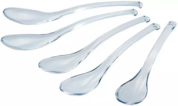 Shimomura Planning Astragalus Spoon Set of 5 Clear in Dishwasher Safe Long Handle Easy to Scoop Get Hot Ramen Hot Pot Soup Dessert Tsubame Sanjo 45790