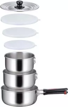 Shimomura Planning Кастрюля из нержавеющей стали One Touch Cooker, набор из 3 предметов со съемной ручкой 16 см 18 см 20 см Сделано в Японии 35896