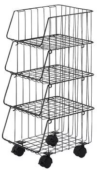 Shimomura Planning Kitchen Stacking Basket 4 Tiers Black x x cm Made in Japan 37292 25.5 31.5 64.5