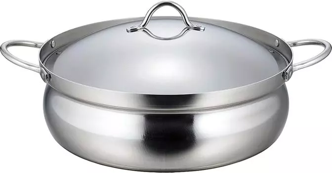 Shimomura Planning Настольная стальная посудомоечная машина Fire для 3-4 хороших температур, алюминиевая крышка из нержавеющей стали, глиняная кастрюля 45891, 26 см, трехслойная [Сделано в Японии]