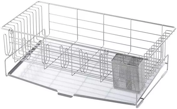 Shimomura Planning Подставка для сушки посуды на 5-6 человек в поддоне над раковиной, на котором не видно известкового налета Подходит для различных столовых приборов В комплект входит 6 стаканов серебряный