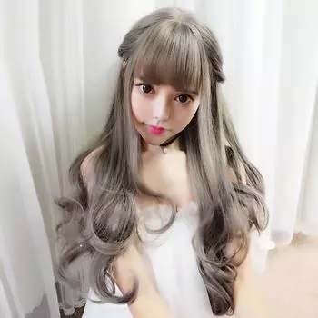 Шиньон с большой волной, удобный женский натуральный вьющийся парик с длинной челкой для вечеринки #1