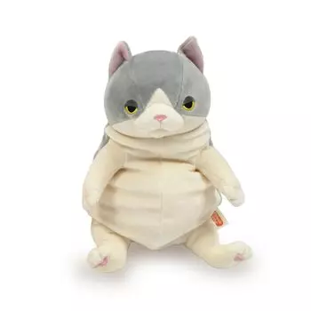 Shinada Global Mochi Series Mochi Neko Hachiware Gray 14 x 14 x 22 cm Stuffed Cat Animal (M) MONE-0230HG