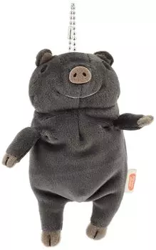 Shinada Global Mochi Series Mochi Pig Agu Black Pig 7 x 5 x 14 cm Stuffed Pig Animal (mini) MOBT-0100B