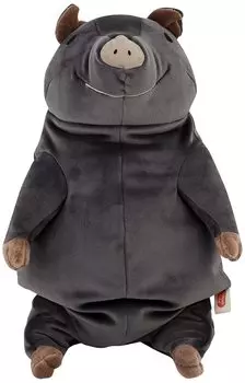 Shinada Global Mochi Series Mochi Pig Agu Black Pig 22 x 22 x 30 cm Stuffed Pig Animal (L) MOBT-0350B