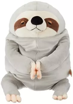 Shinada Global Mochi Series Mochimake Gray 22 x 22 x 30cm Stuffed Sloth Animal (L) MONK-0350G