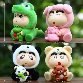 Shinchan Crayon Models Pvc Toys Ornaments For Kids Visual Skills Development Animal Plush Bag