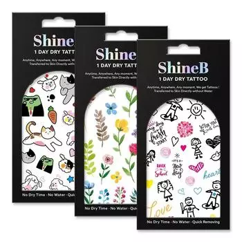 Shinebee one-day dry tattoo sticker 3-piece set, DT3-03, 1 set