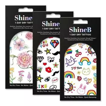Shinebee one-day dry tattoo sticker set of 3, DT3-04, 1 set