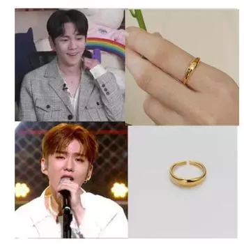 SHINee Key, MONSTA X Kihyun, TWICE Chaeyoung, Kwon Jinah, Girls Generation Yuri - Мягкое объемное кольцо free золотой