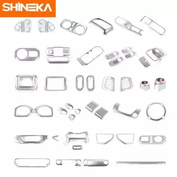 SHINEKA салон автомобиля серебряные декоративные наклейки на центральную консоль аксессуары для Jeep Gladiator JT для Jeep Wrangler JL Door lock switch