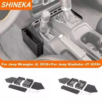 SHINEKA Укладка автомобиля Коробка для хранения переключения передач Расширительный органайзер Стеллажи для Jeep Wrangler JL Gladiator JT 2018-2023 Up Black A