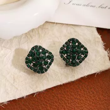 Shining Green Zircon Earrings Geometric Dangle Earrings Exaggerated Luxury Womens Jewelry