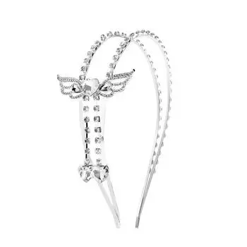 Shining Luxury Alloy Rhinestone Hairbands For Women Long Chain Tassel Bands Crystal Headband Wedding Hair Band Accessories Size fits all