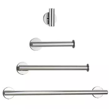 Shining Mirror Bathroom Hardware Set Round Towel Bar Toilet Paper Holder Towel Ring Robe Hook Stainless Steel DIY