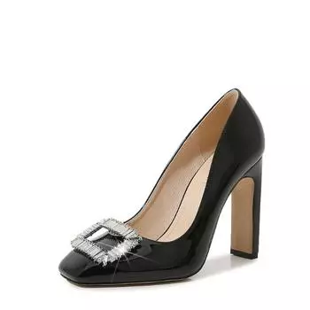 Shining rhinestone square buckle square head new sexy bag head white-collar office high heels 35
