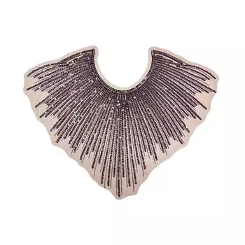 Shining Sequins Lace Collar Beaded Applique Neckline Patch Sew on Lace Neckline Women Clothes кофейный