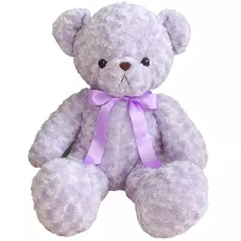 Shinki Bear Пушистый мягкий большой плюшевый медведь с лентой (Большой, Фиолетовый) фиолетовый