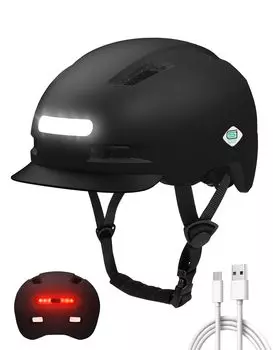 Shinmax Bicycle SG Adult and JAPAN Rechargeable Front and Rear Cap Hat Urban AF for Commuters Helmet, Standard, Unisex, Child, FIT, Lights, Style, чёрный