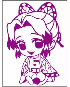 Shinobu Kocho Chibi Character Cutting Sticker L Purple